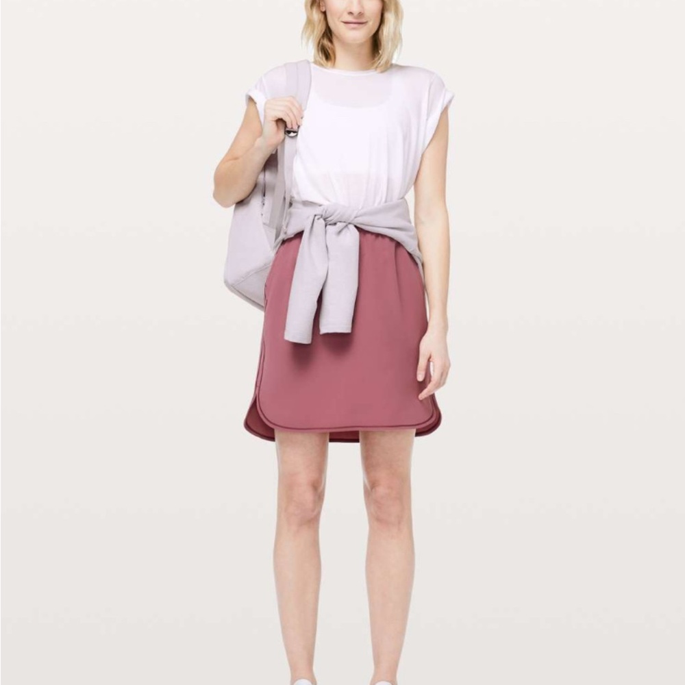 NWT sz 4 Lululemon On the Fly Skirt blush pink "misty merlot" rare pockets $88!